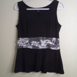 Perceptions Blouse Women 8 Sleeveless Soft Stretch Feminine Black White